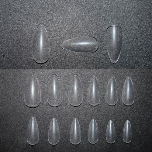 500 Pcs/bag Long Almond Stiletto False Nails Tips Full Cover Professional Fake Nail Art Tip Transparent DIY Salon Tools Manicure