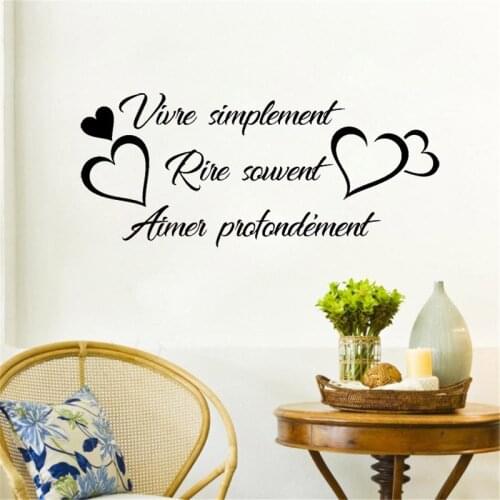 Citation Vivre Simplement Wall Sticker French Quote Wall Decal Living Room Home Decor Poster Vinyl Wall Art Murals Decoration