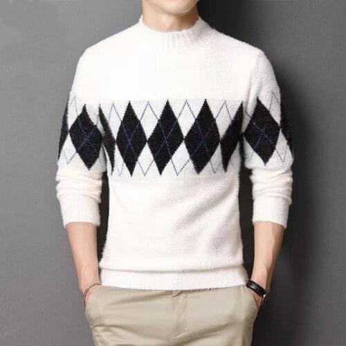 2021 Spring Autumn New Casual Knitting Sweaters Top Masculinas Pullhomme Ropa Mock Neck Sweater Pullovers Mens Clothing