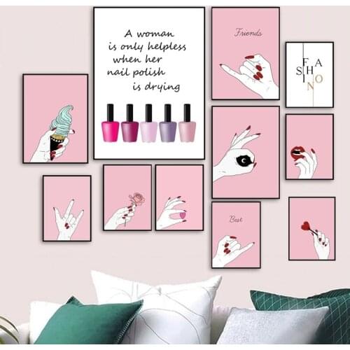 Nordic Style Canvas Painting Makeup Nail Polish Manicures Minimalist Abstract Wall Art Posters and Prints Modern for Room Decor