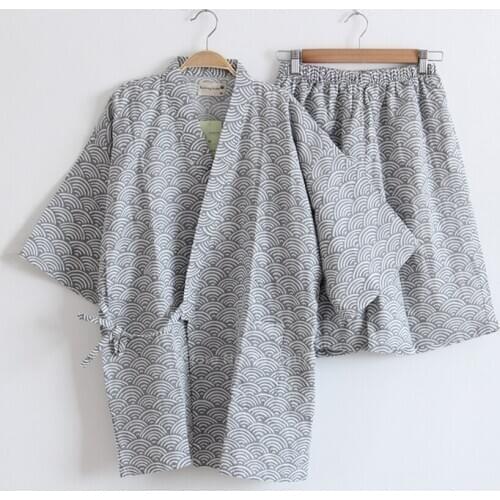 2020 Summer Man Pajamas Sets For Men Japanese Traditional Kimono Yukata Tops Shorts Clothing Suit Samurai Male Sleepwear Bathing