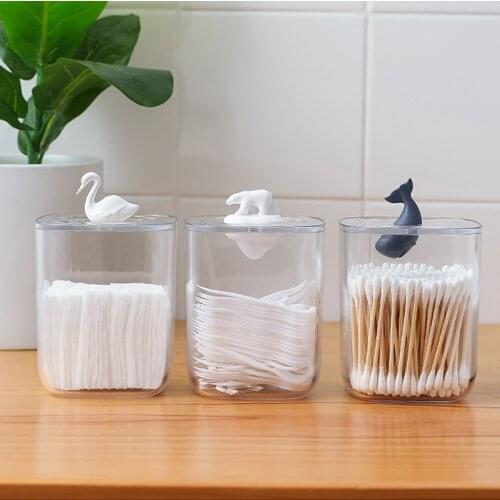 Transparent Organizer Cotton Swab Storage Box Organizador Acrylic Cotton Pad Storage Box Cosmetic Plastic Box Bathroom Bedroom