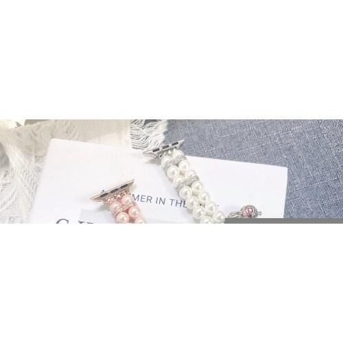 Excellent Agate Pearl Strap 42mm/44mm for Apple Watch 38mm/40mm SE6 5 4 Stretchy Women Band for iWatch Double Row Correa 3 2 1