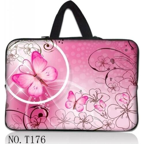 Pink Butterfly 11.6 12 13 13.3 14 15.6 Waterproof Laptop Bag Carry Case For Macbook Pro Air Asus Neoprene Notebook Sleeve Cover