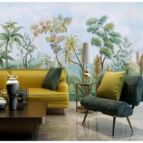 Custom Self-Adhesive Waterproof Mural Wallpaper European Style Oil Painting Southeast Asia Tropical Forest Wall Sticker 3D Mural