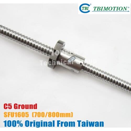 Taiwan TBI 1605 C5 700/800mm ball screw 5mm lead with SFU1605 ballnut + end machined for high precision CNC diy kit SFU set