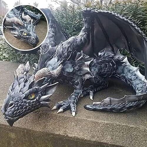 Big Squatting Dragon Sculpture Gothic Dragon Guardian Resin Crafts Statue Home Decoration Figurines Outdoor Garden Ornament HOT