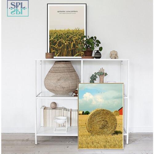SPLSPL Nordic Scenery Wheat Fields Wall Picture for Home Decoration A4 Print Canvas Art Painting Without Wooden Frame