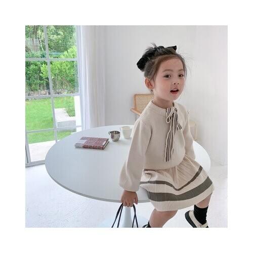 2020 Autumn Winter New Baby Girl Clothing Sets Kids Girls Long Sleeve Knitting Sweaters+skirts 2pcs Suits Toddler Girl Knit Sets