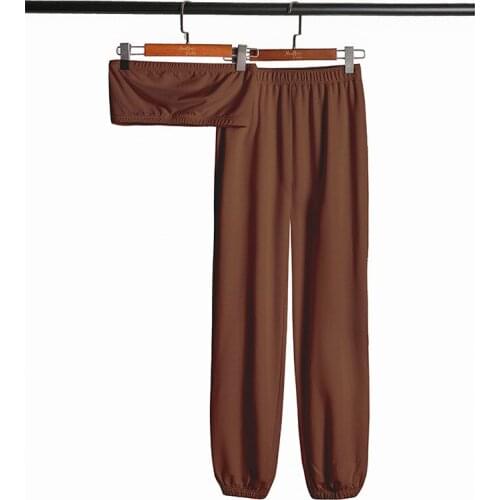 2021 Women Summer Sports Strapless Crop Top Pants With High Waisted 2 Piece Sets Solid Harem Long Pants Femme Casual Streetwear