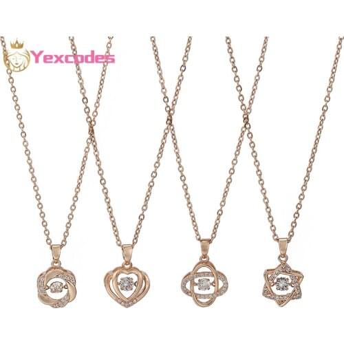 2021 New specials (Beating Heart) Smart Bear Necklace Female Rose Gold Plated Pendant Clavicle Chain 45cm Women Necklaces