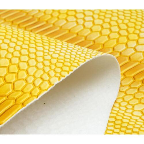 Snake embossed print fabric/ synthetic fabric/ 1.1mm synthetic PU leather handbag material/ fabric snake/ yellow snake leather