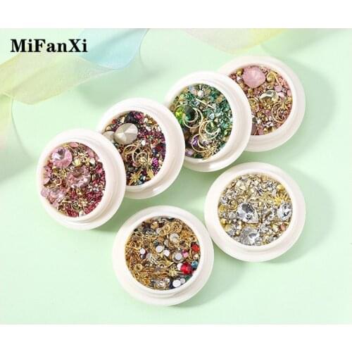 Gold Metal Nail Studs Rhinestone Jewelry Rivet Mixes Sizes Beads Frame Sequins Manicure 3D Nail Art Decoration