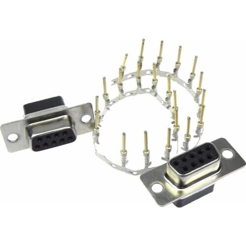 10pcs/lot DB9-9pin female terminal crimping type socket with the screws DB9 cable connector