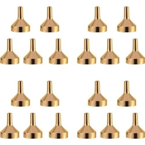 10 Pieces Gold Mini Metal Funnels For Filling Small Bottles Transferring Liquid Refill Perfume Essential Oil