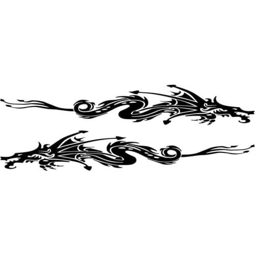 17CM*4CM 2x Dragon Shape Vinyl Car Stickers Cool Car Styling Door Left&Right Decals Black/Silver