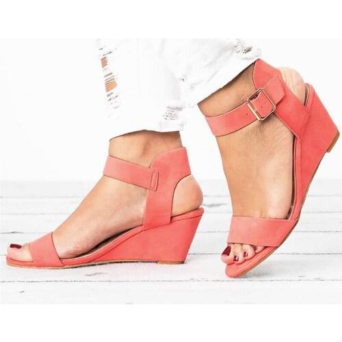 2020 Womens sandals women summer fashion leisure peep toe wedge sandals female soft beach shoes women mid heels summer shoes