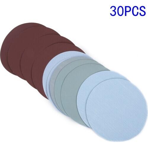 30pcs 5 Inch 125mm Round Sandpaper Disk Sand Sheets 1000/1500/2000/3000/5000/7000 Grit Wet and Dry Hook and Loop Sanding Grinder