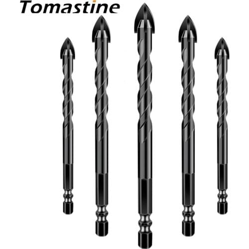 5mm/6mm/8mm/10mm/12mm Ceramic Tile Glass Carbide Drill Bits 6.35mm Hex Shank Set Power Tools Cross 4-blade Drill