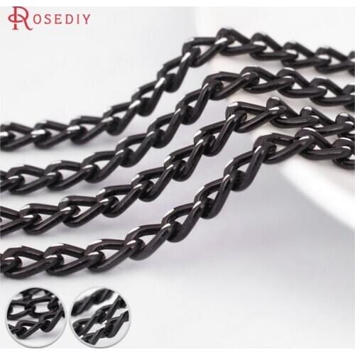 8424)5 meters width 3MM 3.5MM 5MM Electrophoresis Black Aluminum Extended Chain Diy Jewelry Findings Accessories Wholesale