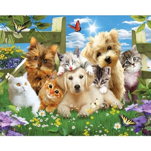 ARMYQZ5D DIY Full Square/round Diamond Painting Cats and dogs Embroidery Cross Stitch Rhinestone Mosaic Home Decor