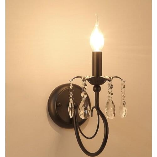 Ameriacn Retro Wall Lamp Creative Mordern Black Corridor Aisle Stair Balcony Vintage Black Wall Lamp Living Room Bedroom Bedside