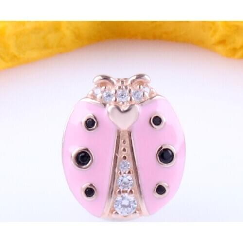 Authentic 925 Silver R Series Ladybug String Decoration Chain Flat Watch Chain Beads Fit Original Bracelet Necklace DIY Jewelry