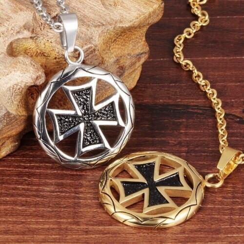 High Quality Stainless Steel Silver Color Gold Round With Cross Mens Womens Pendant Necklace Box Chain 24"Wholesale Gift Hotsale