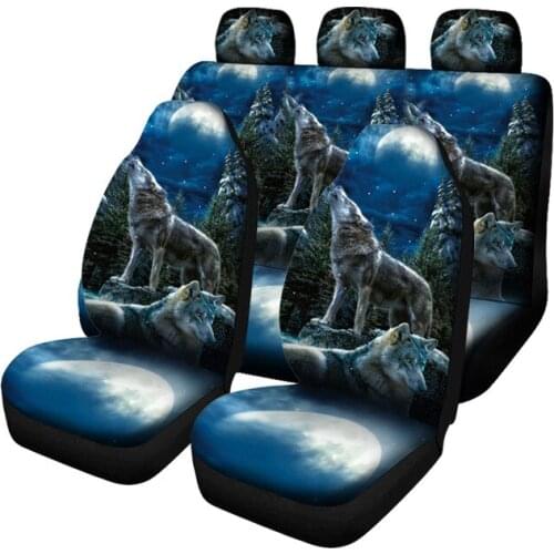 Aimaao Car Seat Covers Universal Wolf Cool for Car with Rear Bench Cover Saddle Blanket Protector For Vw Volvo Xc90 Toyota