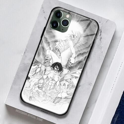 Nine Titans Attack on Titan Anime TPU Silicone Glass for iPhone SE 6s 7 8 Plus X XR XS 11 12 Mini Pro Max Phone Case Cover Shell