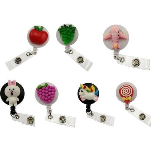 Unicorn Apple Grapes Rabbit Lollipop airplane ID Name Card Badge Reel Working Nurse Medical Holder