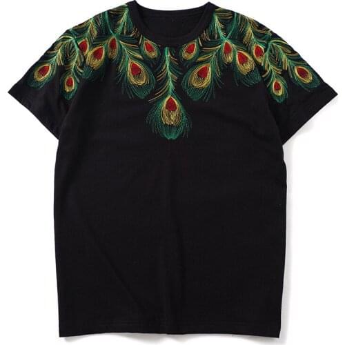 Euramerican Women/Mens Hip-hop Shirts High quality Cotton Embroidery T-shirts Chic Womens loose Tee Tops B709