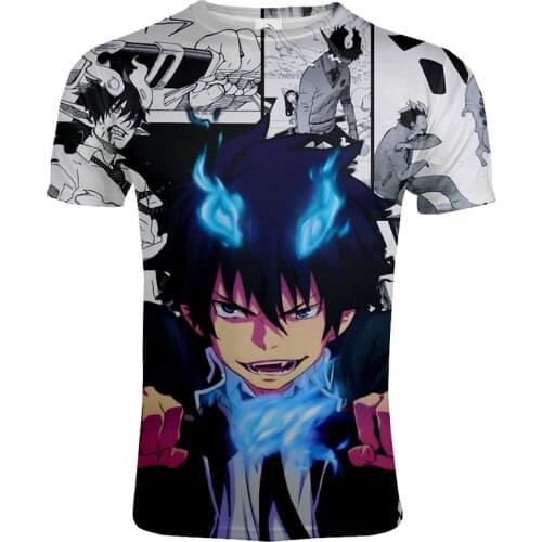 2021 Spring Summer Anime T-shirt Men Women Cosplay Streetwear Blue Exorcist 3D Printed Tshirt Unisex Fashion Hip Hop T Shirt Top