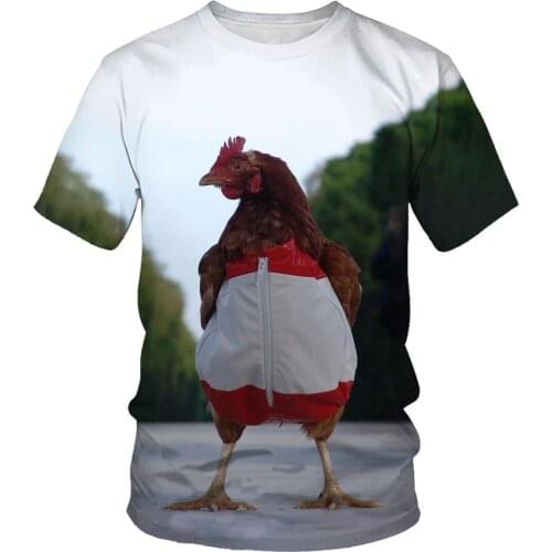 Hip-hop champion chicken animal 3d printing T-shirt custom shirt fashion street round neck t-shirt oversize clothing male