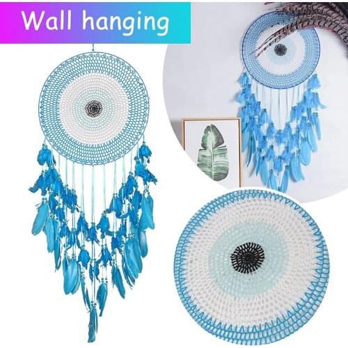 Blue Feathers Dream Catcher Beautiful Handmade Macrame Dream Catcher For Wall Hanging Decor @ls