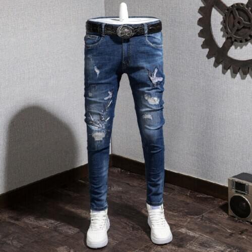Hot Selling High Quality Stretch Denim Casual Slim Elastic Skinny Jeans Men Pencil Pants Size 28-38