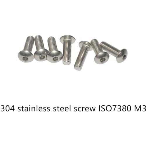ISO7380 304 stainless steel pan head hex socket screw M3x4/8/12/16/35 round 1bag