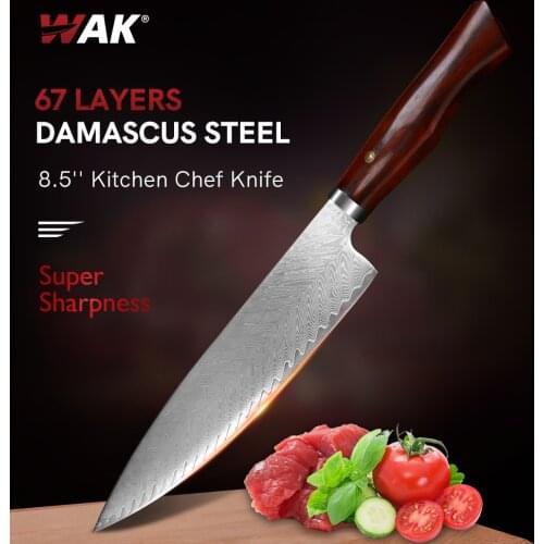WAK Professional Kitchen Knife VG10 67 Layer Damascus Chef Steel Blade Slicing Utility Knives Tool Kitchen Accessories