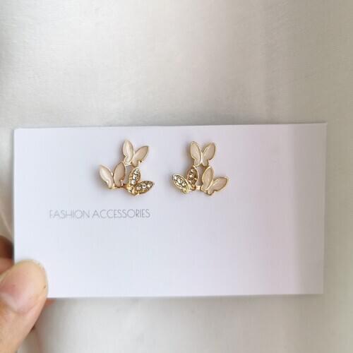 Dancing Butterfly Small Butterfly Clip on Earrings Female Korean Style Simple Micro-set Rhinestone Butterfly Earrings Ears Clips