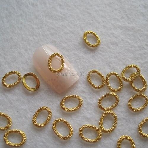 MD-727 3D 50pcs/bag Gold Oval Nail Decoration Metal Shinny Deco Metal Nail Art Decoration