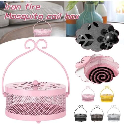 Retro Classical Style Metal Mosquito Repellent Box Cover Round Coil Holder Incense Plate Safety Windproof Mosquito Coil Holder
