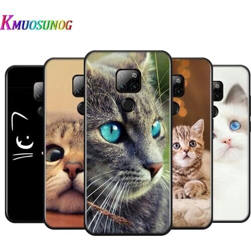 Cute Cat Kitten For Huawei Y9A Y8P 2020 Y8S Y7A Y9 Y7P Y5P Y9 Y7 Y6 Y5 Prime Pro 2019 2018 2017 Black Phone Case