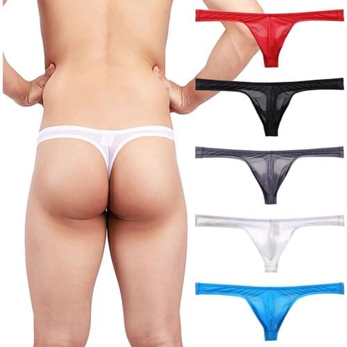 Mens Sexy Comfortable Solid Underpants Underwear Comfortable Sweat-absorbent Bikini Ice-silk Cool Thong Briefs 2021 Panties