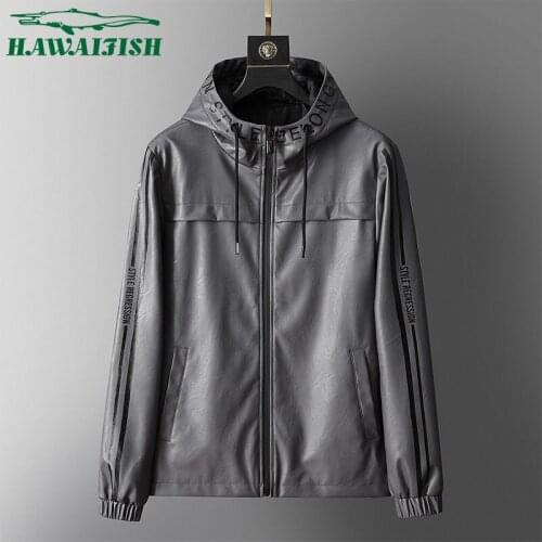Hawaifish brand mens leather coat 2021Korean slim and handsome youth casual clothing spring and autumn jaqueta couro masculina