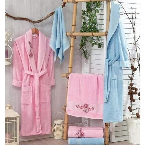 Kristal Family Bathrobe Set Bamboo Angel Pink Blue