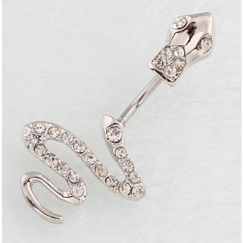 New Fashion Personality Sexy Stainless Steel Snake Belly Rings for Women Body Piecing Jewelry