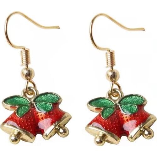 New Product Christmas earrings diamond-studded snowflake bells tree earrings Christmas earrings European and American