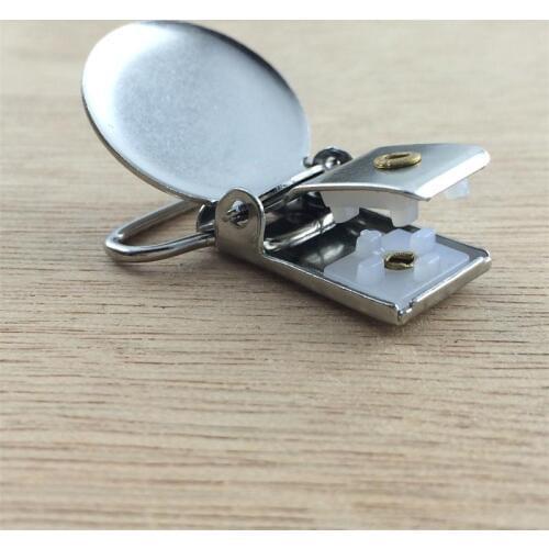 Wholesale 100pcs 25mm silver Metal Round cover circular Pacifier Suspender mitten Clips Holders For Project Craft Sewing Tool