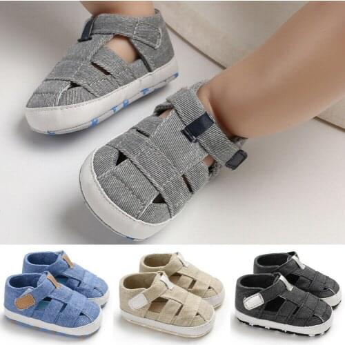 Newborn Baby Sandals Solid Hollow Velcro Closure Soft Sole Anti-skid Crib Shoes Ventilation First Walker Casual Shoes