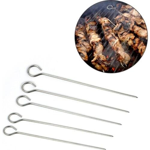 Stainless Steel BBQ Skewers Needle Rack Grill Holder For Camping Gathering Party Roasting Babecue Tools Accessories